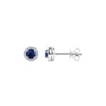 Ohrstecker 750/18 K Weissgold mit Saphir rund und Diamanten 0.08 ct H/si