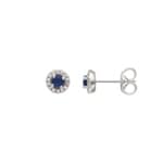 Ohrstecker 750/18 K Weissgold mit Saphir und Diamanten 0.08ct.