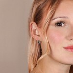 Sapphire Earrings 750/18 K White Gold with Diamonds 0.05 ct H/si - OR-45890-SAF-WG