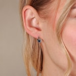 Sapphire Earrings 750/18 K White Gold with Diamonds 0.05 ct H/si - OR-45890-SAF-WG