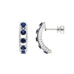 Stud Earrings 750/18 K White Gold with Sapphires & Diamonds 0.20 ct H/si