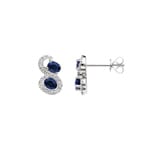 Clous d'oreilles or gris 750/18 ct avec saphirs & diamants 0.21 ct H/si