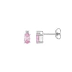Ohrstecker 750/18 K Weissgold mit pinken Saphiren & Diamanten 0.02 ct.
