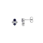 Clous d'oreilles or gris 750/18 ct avec saphirs & zircones - 2.7290.S1