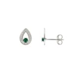 Stud Earrings 750/18 K White Gold with Emerald