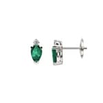 Ohrstecker 750/18 K Weissgold mit Smaragd 0.80ct. und Diamant 0.08ct.
