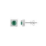 Ohrstecker 750/18 K Weissgold mit Smaragd und Diamanten 0.12 ct H/si