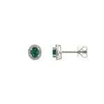 Ohrstecker 750/18 K Weissgold mit Smaragd oval & Diamanten 0.09 ct H/si