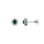 Ohrstecker 750/18 K Weissgold mit Smaragd oval & Diamanten 0.19 ct H/si