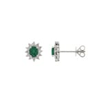 Ohrstecker 750/18 K Weissgold mit Smaragd oval & Diamanten 0.23 ct H/si
