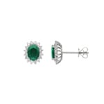 Ohrstecker 750/18 K Weissgold mit Smaragd oval & Diamanten 0.32 ct H/si