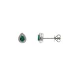 Ohrstecker 750/18 K Weissgold mit Smaragd Tropfen und Diamanten 0.09 ct H/si