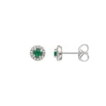 Ohrstecker 750/18 K Weissgold mit Smaragd und Diamanten 0.08ct.