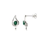 Emerald Earrings 750/18 K White Gold with Diamonds 0.05 ct H/si