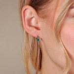 Emerald Earrings 750/18 K White Gold with Diamonds 0.05 ct H/si - OR-45890-SMA-WG