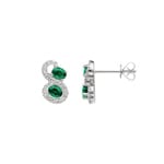 Clous d'oreilles or jaune 750/18 ct avec émeraudes & diamants 0.21 ct H/si