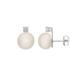 Ohrstecker 750/18 K Weissgold mit Süsswasserzuchtperlen & Zirkonia