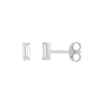 Clous d'oreilles or gris 750/18 ct avec zircones baguette