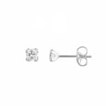 Stud Earrings 750/18 K White Gold with Cubic Zirconia 3.5mm