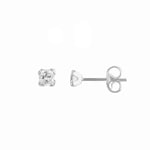 Stud Earrings 750/18 K White Gold with Cubic Zirconia 3mm