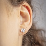 Stud Earrings 750/18 K White Gold with Cubic Zirconia 6mm - 8038.6GZ