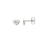 Stud Earrings 750/18 K White Gold with Cubic Zirconia, Heart