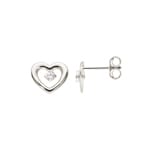 Ohrstecker 750/18 K Weissgold mit Zirkonia - Herz