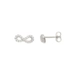 Stud Earrings 750/18 K White Gold with Cubic Zirconia, Infinity