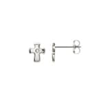 Ohrstecker 750/18 K Weissgold mit Zirkonia, Kreuz