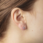 Stud Earrings 750/18 K White Gold Ø 4.0mm with blue Cubic Zirconia - 1262.03060/0003