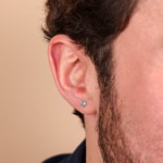 Clous d'oreilles or gris 750/18 ct Ø 4.5mm avec zircones bleu - 1262.03058/0003