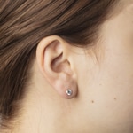 Stud Earrings 750/18 K White Gold Ø 5.5mm with Cubic Zirconia - 1262.02840/0003