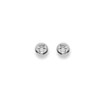 Clous d'oreilles or gris 750/18 ct Ø 6.0mm avec zircones