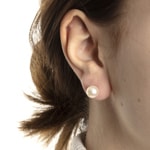 Stud Earrings 750/18 K White Gold with Freshwater Pearl Ø 8.0mm - 1262.03237/0001