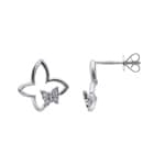 Ohrstecker 750/18 K Weissgold Schmetterling mit Diamanten 0.04 ct