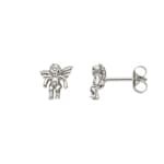 Clous d'oreilles or gris 750/18 ct Ange gardien - PE5174