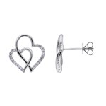 Ohrstecker 750/18 K Weissgold verschlungene Herzen mit Diamanten 0.17 ct
