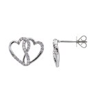 Ohrstecker 750/18 K Weissgold verschlungene Herzen mit Diamanten 0.23 ct