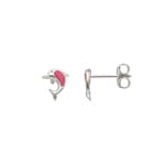 Stud Earrings 925 Silver Dolphin with Lacquer - 335219