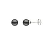 Clous d'oreilles Argent 925 rhodié avec hematit Ø 6mm