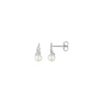 Ohrstecker 925 Silber rhodiniert mit Kunstperlen 4mm & Zirkonia