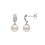 Ohrstecker 925 Silber rhodiniert mit Kunstperlen 8mm & Zirkonia pavé