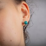 Ohrstecker 925 Silber rhodiniert mit Türkis Ø 9mm - 305689