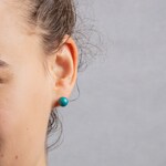 Ohrstecker 925 Silber rhodiniert mit Türkis Ø 9mm - 305689