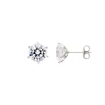 Ohrstecker 925 Silber rhodiniert mit Zirkonia 6-Griff Ø 7mm