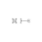 Stud Earrings 925 Silver rhodium-plated with Cubic Zirconia, Flower