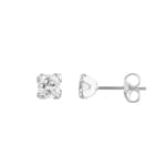Clous d'oreilles Argent 925 rhodié avec zircones carrée 6mm
