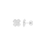 Clous d'oreilles argent 925 rhodié Trèfle avec zirconia