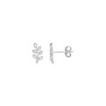 Stud Earrings 925 Silver rhodium-plated with Cubic Zirconia, Laurel Wreath