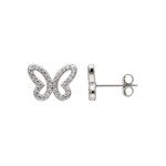 Ohrstecker 925 Silber rhodiniert mit Zirkonia, Schmetterling